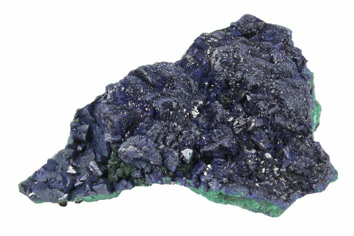 Sparkling Azurite Crystals on Fibrous Malachite - China #247732